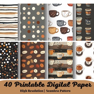 40 PERO PRIMERO CAFÉ, Patrón de repetición sin costuras de café, Fondos, Papel digital imprimible