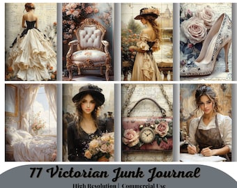 77 Victorian Women Junk Journal Pages, Victorian Ladies Junk Journal, Victorian Collage Sheet Victorian Ephemera Digital Scrapbook paper kit