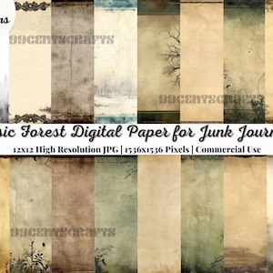 24 Basic Forest Digital Paper for Junk Journals, journal paper with forest background, Digital Kit Printable, Forest Junk Journal Paper