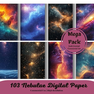 Nevels digitaal papier, nevels textuur galaxy nevel en ster achtergronden, gouden ster plakboekpapier instant download