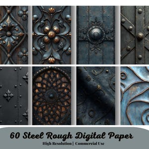 Kit de 60 papiers bleu acier brut pour scrapbooking, papier numérique, TÉLÉCHARGEMENT IMMÉDIAT, papiers haute définition, papier pour scrapbooking masculin