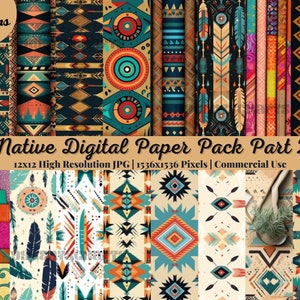 23 Native Digital Paper Pac, Scrapbooking pages, background, scrapbook sheets, pattern, Aztec, Navajo, Tribal, Ethnic digital paper Part-2