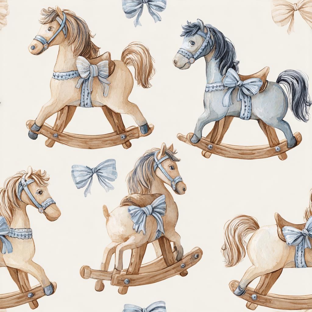 Vintage Rocking Horses Pattern Digital Paper | Nostalgic Toys ...