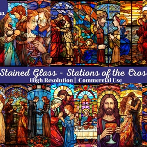 66 Stained Glass - Stations of the Cross - Christian Religions Clipart Collection