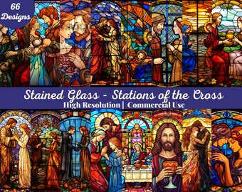 66 Stained Glass - Stations of the Cross - Christian Religions Clipart Collection