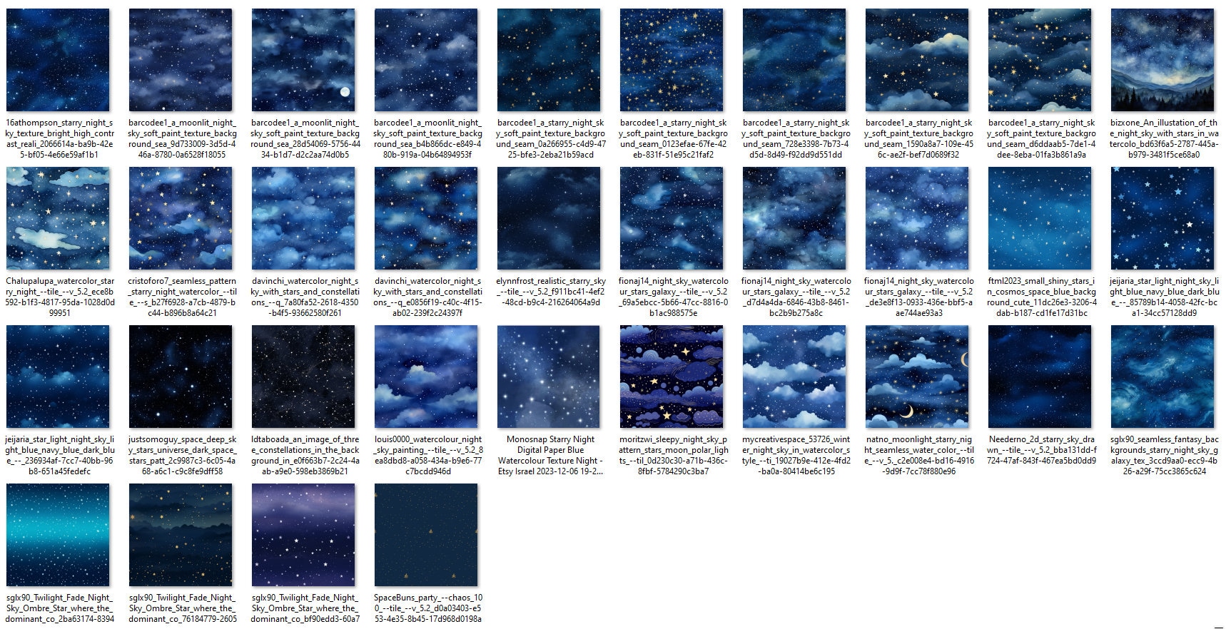 34 Starry Night Digital Paper, Blue Watercolour Texture, Night Sky ...