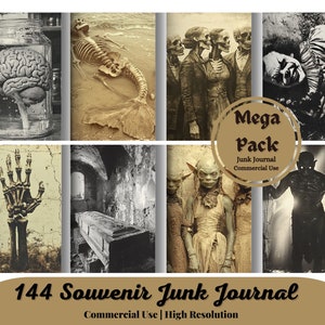 Colección de 144 FOTOS DE RECUERDO / Fotos raras / Suministros de efímeras digitales para diarios basura espeluznantes / Tarjetas fotográficas victorianas / Paquete de Halloween