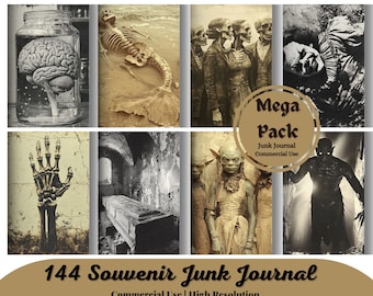 144 SOUVENIR PHOTOS Collection | Odd photos | creepy junk journal digital ephemera supplies | Victorian photo cards | Halloween Bundle