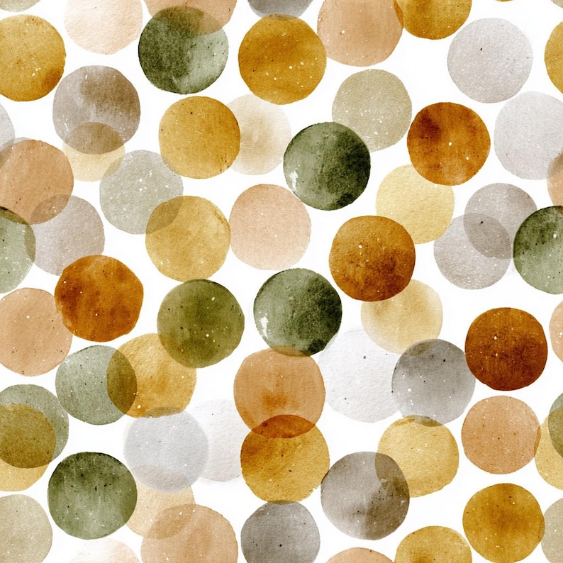 Earthy Watercolor Polka Dots Pattern Digital Paper | Neutral Tones ...