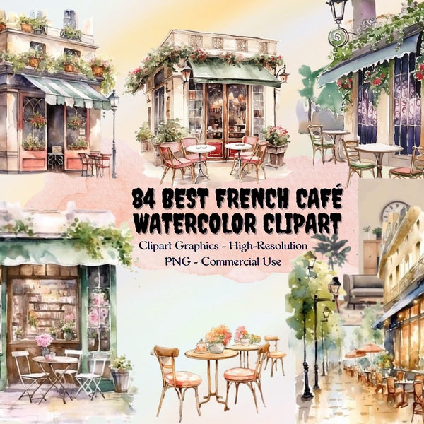 84 Best French Café Watercolor Clipart, Café interior clipart, Vintage interior clipart, Cozy café Bundle PNG , Café Window PNG,  Download
