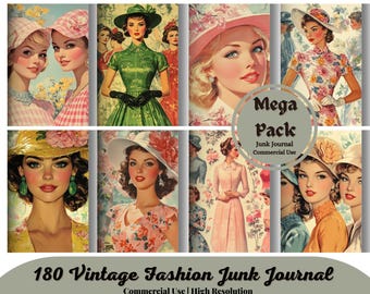 180 1950's Fashion Junk Journal Supplies Vintage Scrapbook Pritnable Pages Vintage Spring Fashion Show 1950's Fashion Shabby Chic Background