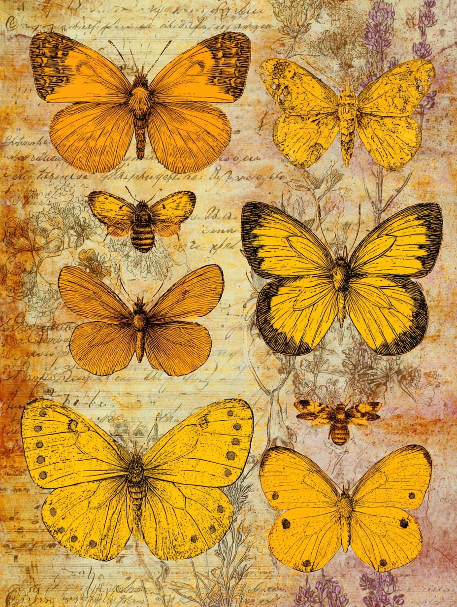 Vintage Butterfly Junk Journal Pages | Antique Botanical Butterfly ...