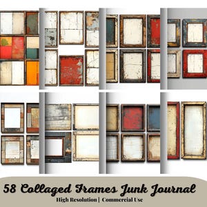 Pode incluir: 58 molduras digitais de colagem com texturas de madeira desgastada em várias cores e padrões. As molduras são perfeitas para adicionar um toque vintage aos seus projetos digitais.