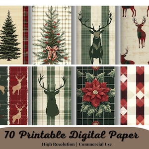 Kersttijd, traditioneel, bosrijk, afdrukbaar digitaal papierpakket