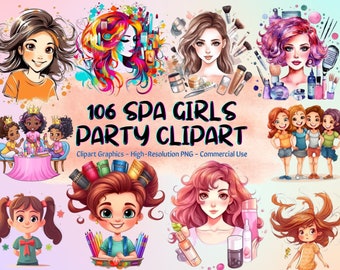 106 Spa girls party clipart for scrapbooking, commercial use, vector graphics, digital clip art, images, slumber party