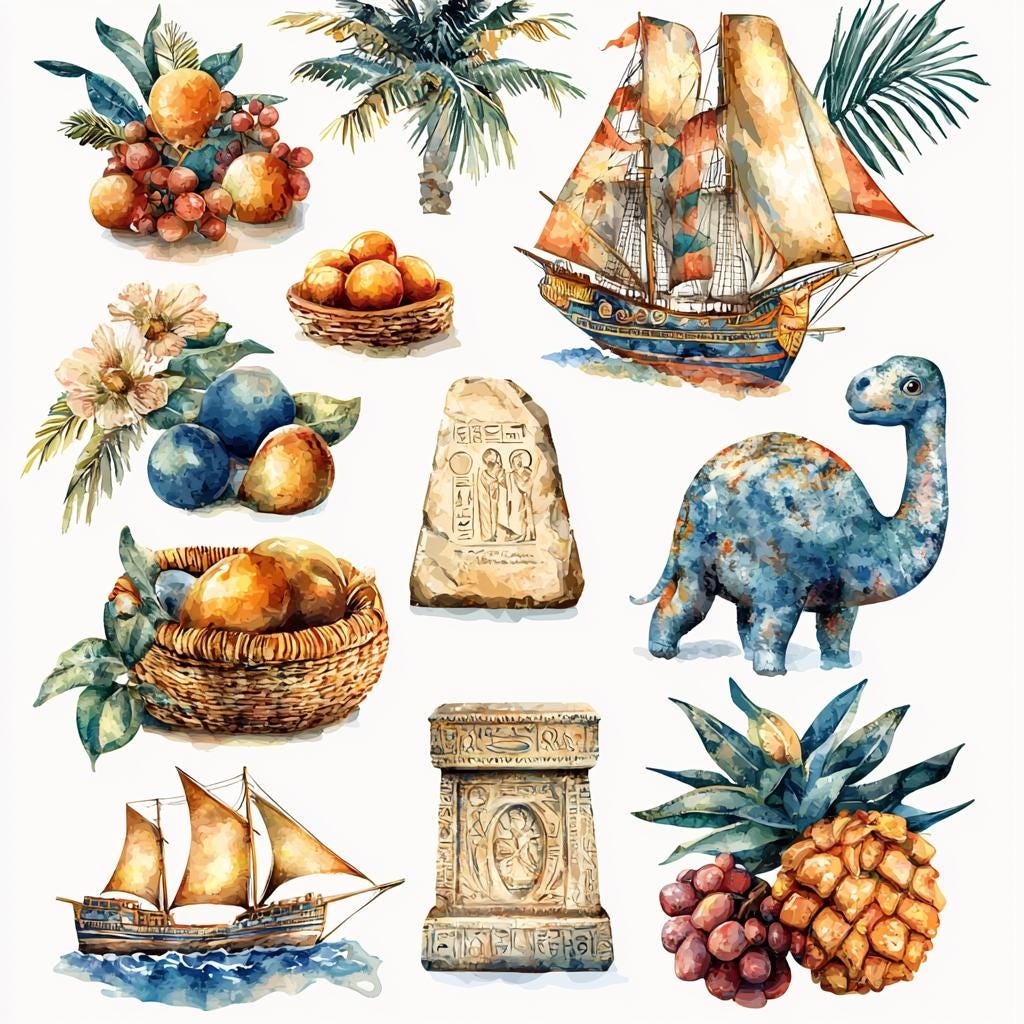 Ancient Egypt Watercolor Fussy Cut Bundle, Pharaohs and Pyramids Images ...