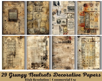 29 digitale Junk Journal, neutrale Töne, industrielle Grunge, Scrapbook druckbare Grungy Seiten, sofortiger Download, printable Journal Papier