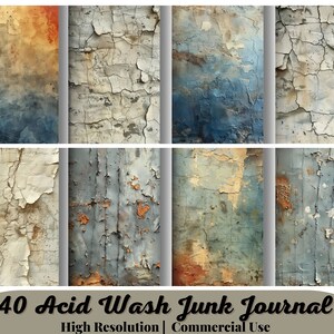 40 Acid Wash Junk Journal Papers, Blank Scrapbook Page, Vintage Journal Pages, Neutral Printable Paper, Collage Sheet, Digital Download