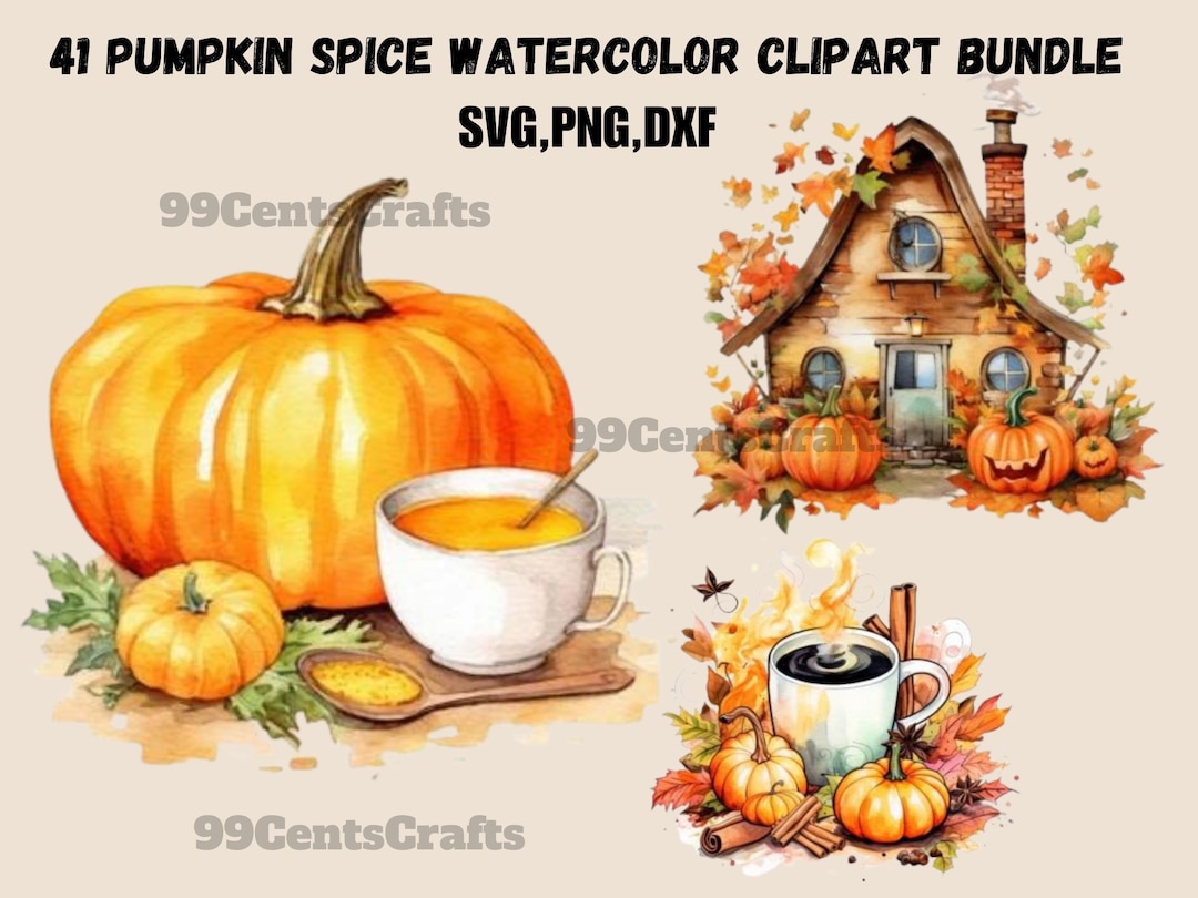 41 Pumpkin Spice Watercolor Clipart Bundle PNG Cozy Fall - Etsy