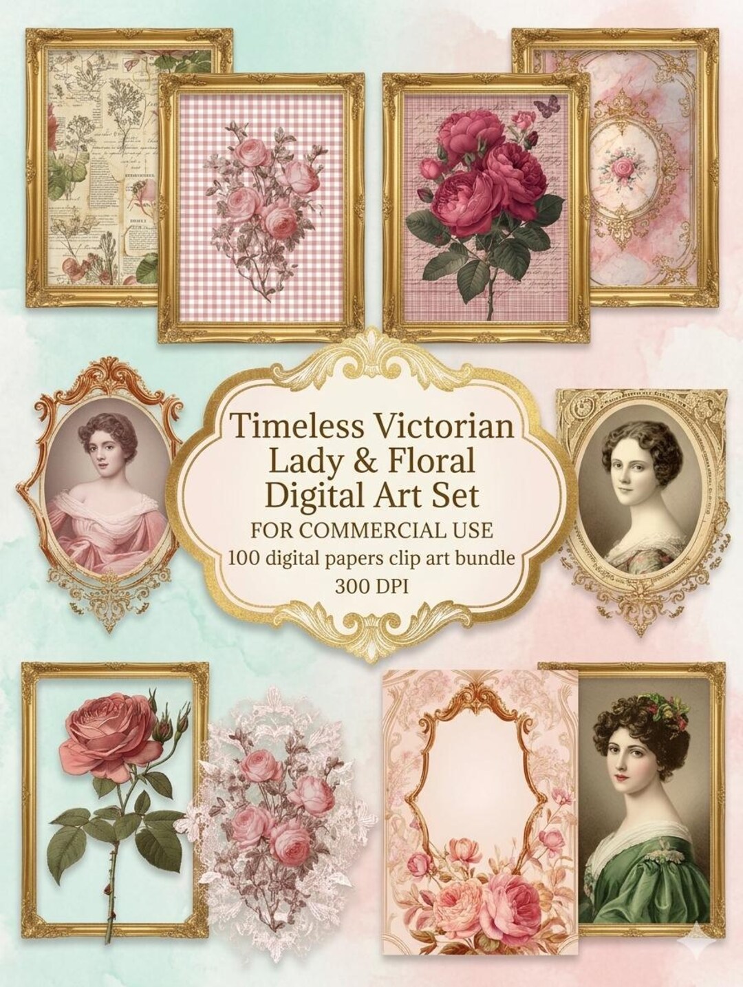 Victorian Pink Rose Junk Journal Paper – Shabby Chic Heirloom Rose ...