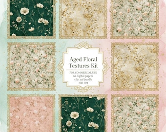 Vintage Ditsy Floral Pattern Digital Paper | Shabby Chic Botanical Background |Romantic Small Flower Design |Floral Pattern | Commercial Use