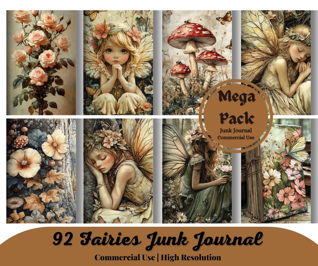 92 Fairies Junk Journal Kit Fairy Collage Printables Digital Fairy Kit ...