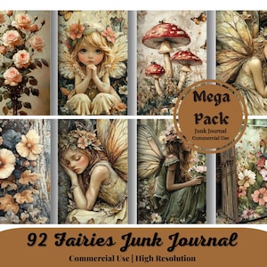 Kit de 92 carnets féeriques à imprimer Collage numérique fées Kit féeriques à imprimer Journal papier féeriques à papier Carnet papillon fées papier numérique