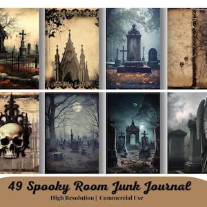 49 Spooky Room Junk Journal Paper, Goth Grunge Halloween Atmosphere Digital Paper,Halloween Journal Printable,Digital Download Gothic Horror