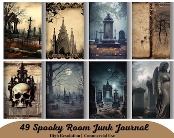 49 Spooky Room Junk Journal Paper, Goth Grunge Halloween Atmosphere Digital Paper,Halloween Journal Printable,Digital Download Gothic Horror