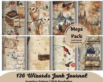 Wizards and Books Junk Journal Digital Kit Printable, Wizard Digital ...