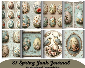 37 Shabby Chic Eggs, Easter Printables, Spring Junk Journal Supplies, Easter Ephemera, Fussy Cut, Vintage, Pastel, Stickers, Download JPG