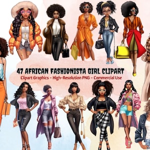47 Afrikaanse fashionista meisje clipart, Afro-Amerikaanse vrouw png, mode meisje graphics, zwart meisje mode clipart, zwarte meisjes magische clipart