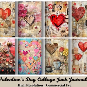 23 Kit de diário de colagem de dia dos namorados, itens efêmeros, ATC, etiquetas, bolso, suprimentos para scrapbook, páginas de primavera, itens digitais, digitais