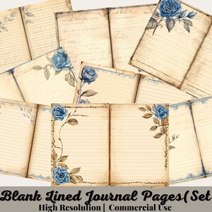 20 pagine di diario a righe vuote, kit di diario spazzatura, carte di base, pagine shabby stampabili, carta rosa vintage, foglio collage, carta per scrapbooking