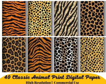 Neutral Animal Print Digital Paper, Seamless Safari Patterns (digital ...