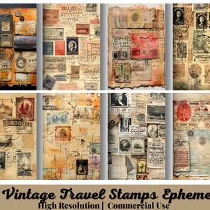 29 digitale vintage reisstempels, kortstondige, digitale postzegels downloaden, grunge postjunk Journal Kit