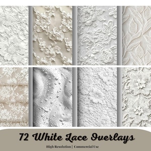 Weiße Spitze Overlays, Spitze digitales Papier Scrapbooking Clip Art Verzierungen, florale Spitze PNG Vintage Spitze Clipart