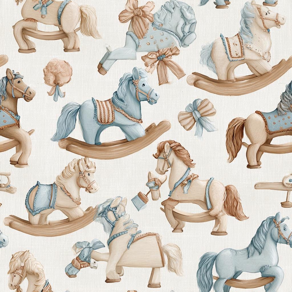 Vintage Rocking Horses Pattern Digital Paper | Nostalgic Toys ...
