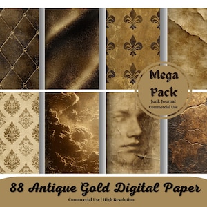 Antikes goldenes, Digitales Papier, Antike goldene Texturen, Hintergründe, Gold Schimmer, Goldfolie Scrapbook Papier Pack, kommerzielle Instant Download