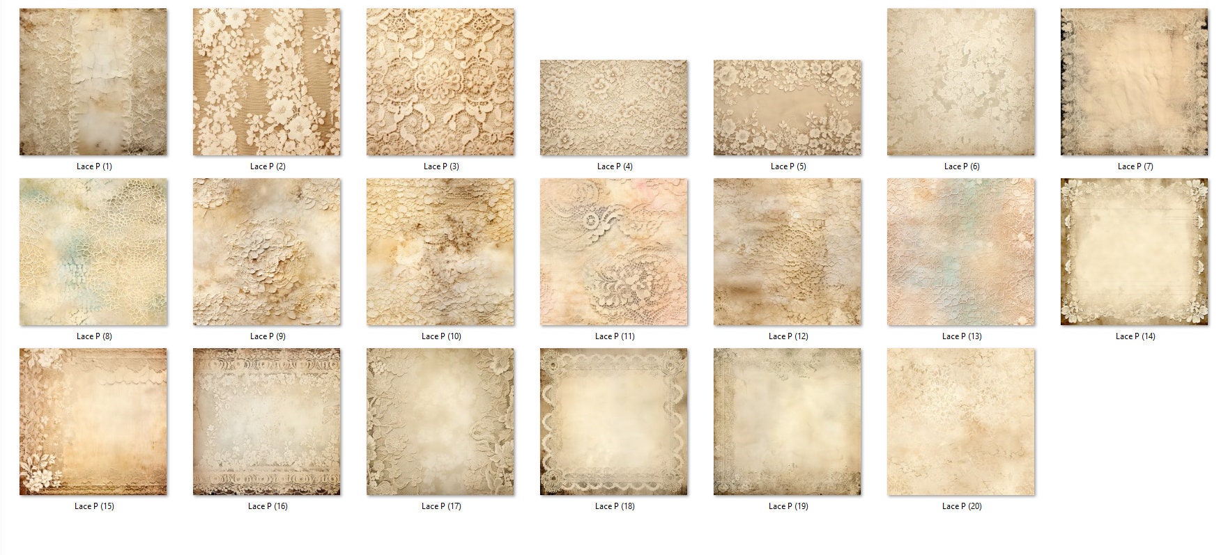 20 Lace Background Digital Junk Journal Kit, Vintage Lace Collage ...