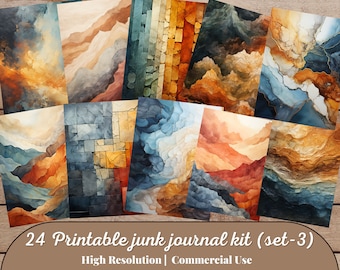24 druckbare Junk Journal Kit, digitaler Download, digitale Blätter Papier Pack Digitalpapier, sofortiger download, Scrapbooking (Set-3)