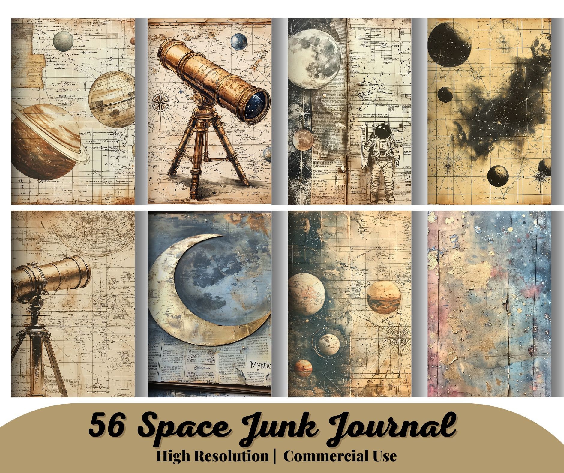 Space Journal Paper 56 Celestial Junk Journal Printable Pages, Astronomy Journal, Space ...