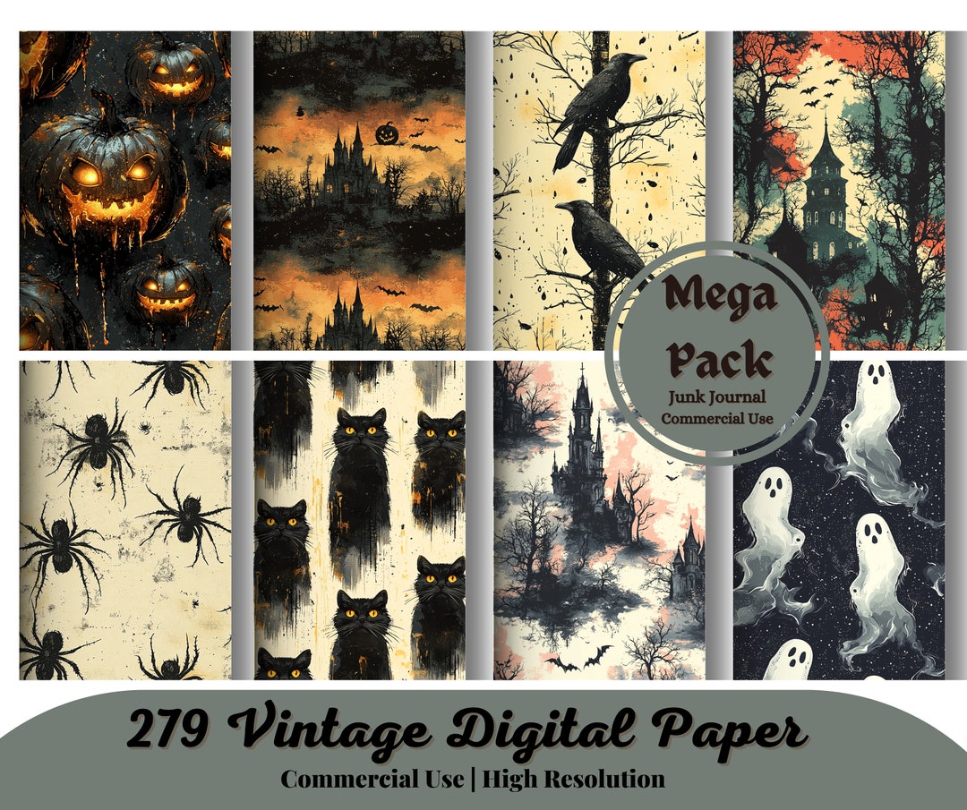 279 Vintage Halloween Digital Papers Seamless Commercial Use Instant ...