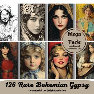 Imágenes digitales raras de gitanos bohemios, boho, fotos, vintage, clásico, efímera digital, bohemia, arte vintage, collage digital, diario basura