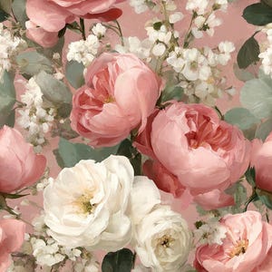 Pastel Pink Floral Digital Paper Pack – 52 Blush Seamless Flower ...