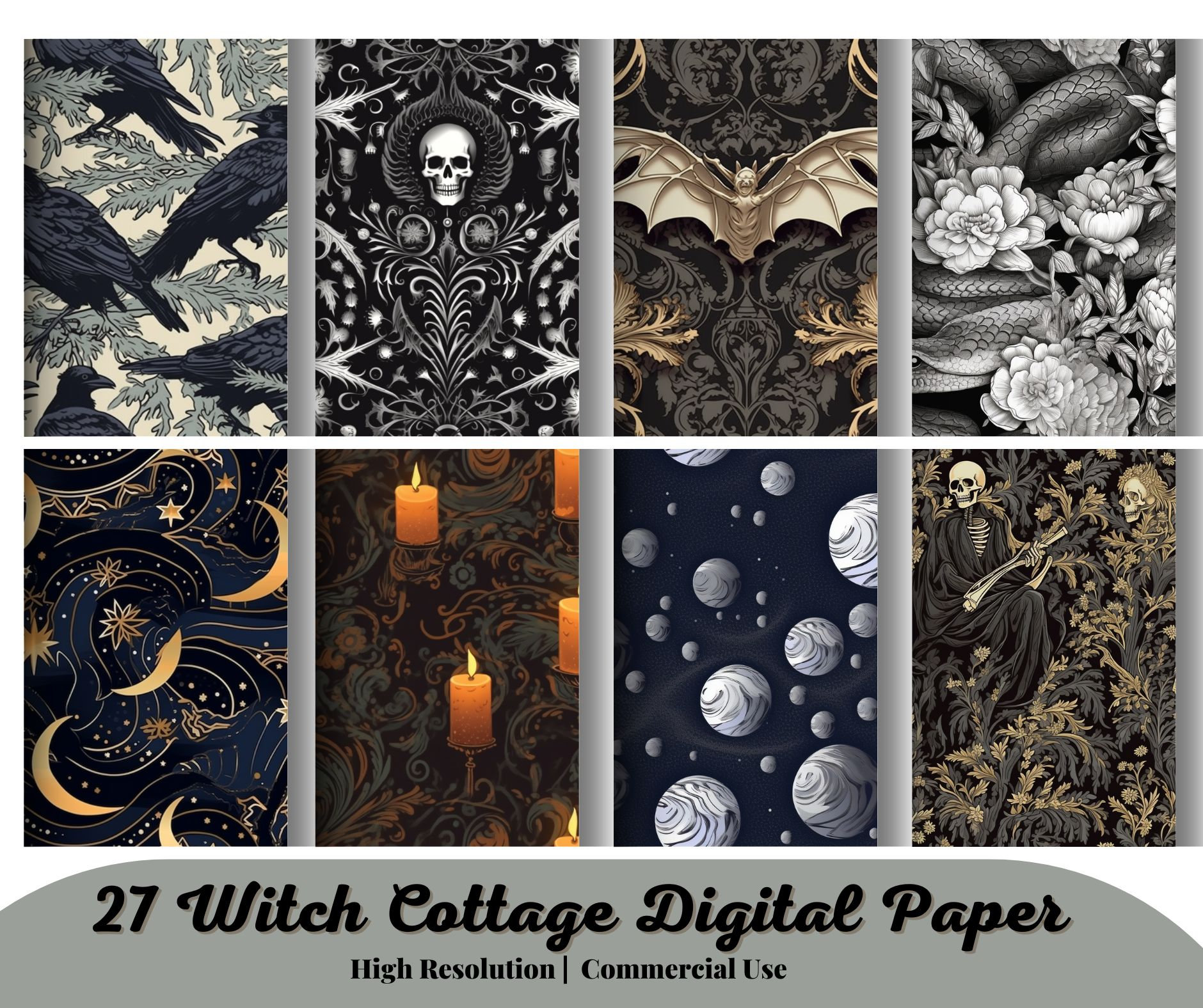 27 Witch Cottage Digital Paper Textures, Seamless Grunge Pattern ...