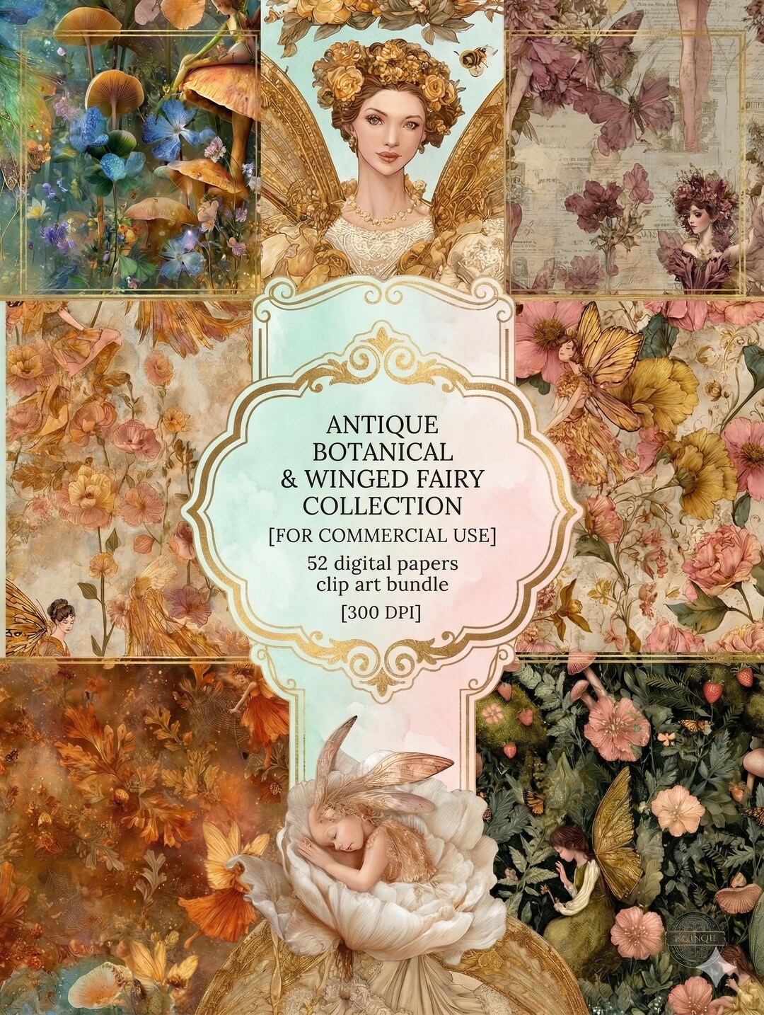 Whimsical Fairy Junk Journal Digital Paper, Vintage Butterfly Collage ...
