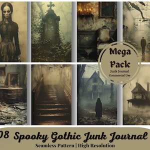 108 Spooky Gothic Junk Journal Pages Instant Download Digital Scrapbook Paper Kit Gothic Collage Sheets Vintage Horror Halloween Backgrounds