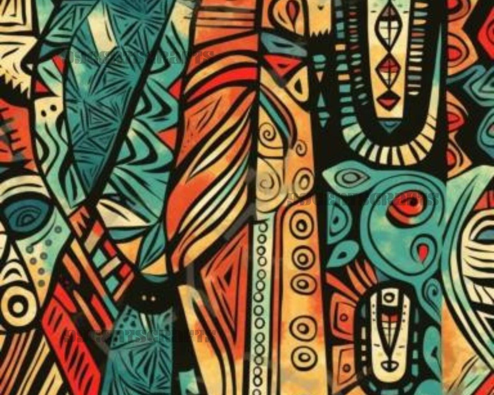 25 Hand Made African Digital Scrapbook Paper | African Background ...