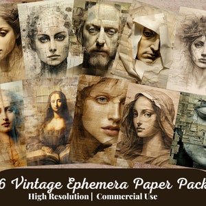 16 Vintage Ephemera Paper Pack, Vintage Paper Pack, Ephemera Papers, Digital Paper, Printable Paper Pack, Crafting Paper, Junk Journal